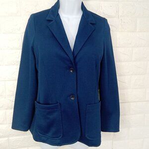 Vintage '70s Cricket Lane Blazer Jacket Dbl-Knit Polyester Pockets Navy (S/4)